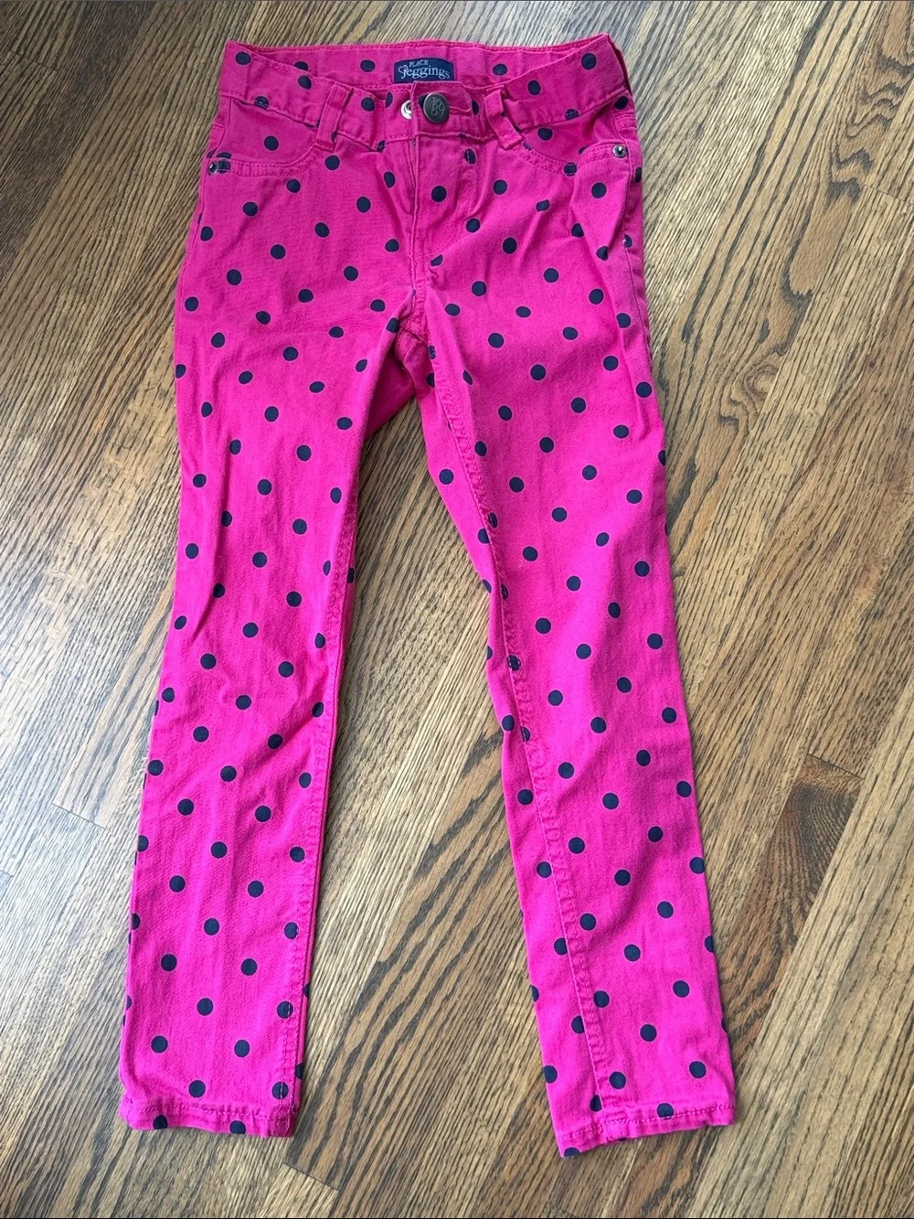 🌸 5/$25 Sale 🌸 The Children's Place Hot Pink Jeggings with Black Polka Dots